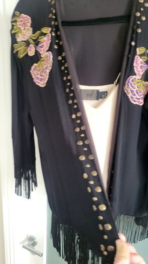 BIBA Black Fringed boho drape Sz 12 (Fit 10-16uk)