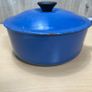 Le Creuset Blue Cast Iron Saucepan 20cm Lid Wood Handles - VGC Image 3