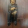Fisherman- Solid Wood Hand Carving of Fisherman smoking a pipe. In mint condition. Approximately 50 years old Image 3
