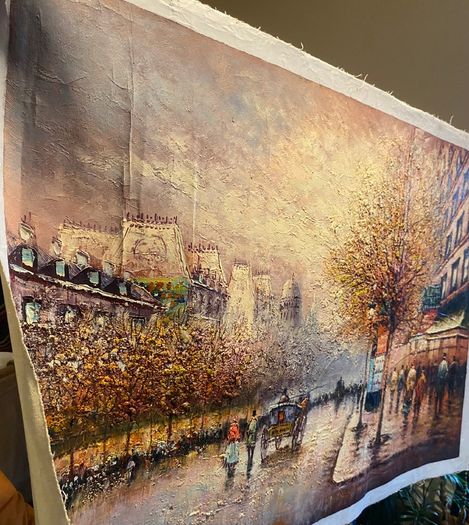 Large Hand Painted Oil on Canvas - Vintage Parisienne Street Scene