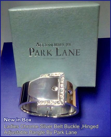 Ladies NEW Silver Chrome Hinged Belt Buckle Adjustable Bangle/ Bracelet By Park Lane