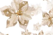 Boao 24 Pieces Christmas Glitter Poinsettia Flowers Artificial Xmas Flowers Wedding Christmas Tree New Year Ornaments MULTIPLE COLOURS AVAILABLE, SEE PHOTOS FOR MORE (FREE POSTAGE)
