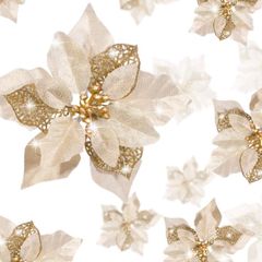 Boao 24 Pieces Christmas Glitter Poinsettia Flowers Artificial Xmas Flowers Wedding Christmas Tree New Year Ornaments MULTIPLE COLOURS AVAILABLE, SEE PHOTOS FOR MORE (FREE POSTAGE)