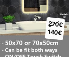 LED Bathroom Mirror Touch Switch Cold Warm Light Illuminated Makeup Cosmetic Vanity