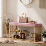 Velvet Bench and Shoe Storage Image 3