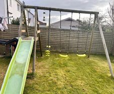 Wooden Play Centre Swing Set with Wave Slide