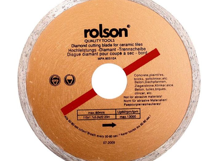 Rolson Diamond Cutting Disc 115 Mm For Ceramic Tiles Galway City Delivery Only 6 Euro Extra
