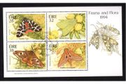 1994 Ireland Fauna &amp; Flora Moths Commemorative Stamps Miniature Sheet Fine Used with First Day Issue Cancel