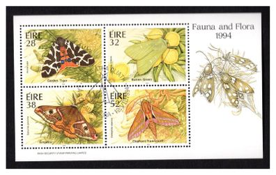 1994 Ireland Fauna & Flora Moths Commemorative Stamps Miniature Sheet Fine Used with First Day Issue Cancel