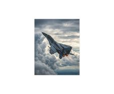Jet Fighter Silk Poster  Dramatic Airborne Military Aircraft Wall Art