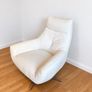 Comfortable Cream Leather Swivel Lounge Chair Image 3