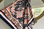 Navy &amp; pink silk-like scarf Dunnes Stores large