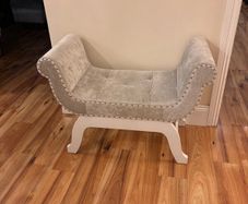 Grey/Silver velvet studded love seat