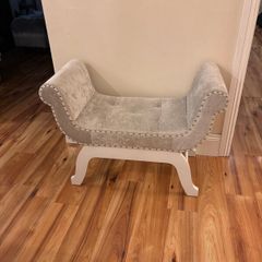 Grey/Silver velvet studded love seat