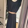 Black pleated dress with contrast belt Image 2