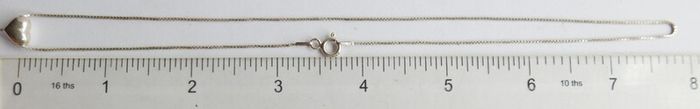Vintage 925 Sterling Silver heart pendant necklace, length 16" - 2.0g