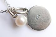 Vintage 925 Sterling Silver Pendant Pearl Necklaces length 18" - 3g
