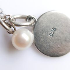 Vintage 925 Sterling Silver Pendant Pearl Necklaces length 18" - 3g