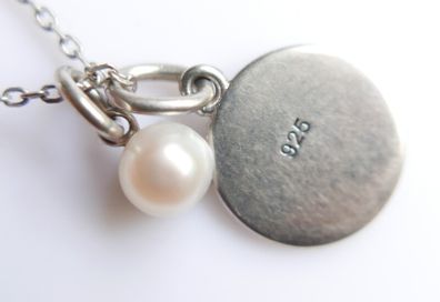 Vintage 925 Sterling Silver Pendant Pearl Necklaces length 18" - 3g