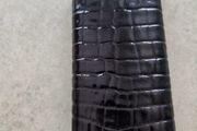 5oz Stainless Steel Black Croco Leather Flask with Captive Cap and Durable Rubber Seal