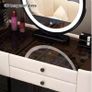 Big Modern Vanity Desk with Mirror and Lights, Makeup Vanity Desk with 5 Drawers and Chair, Dressing Table with Glass Top, White Image 4