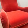 Benburb Lounge Chair in Vibrant Coral Velvet with Abstract Ikat Back Image 3