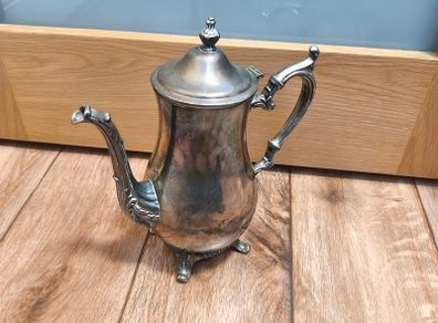 Coffee/Tea Pot Pitcher Silver Plated VM Rogers Vintage Footed Hinged Lid