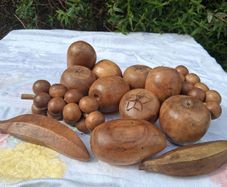Set of 13 Mid Century Acacia Hardwood Fruits