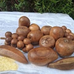 Set of 13 Mid Century Acacia Hardwood Fruits