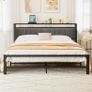 King Size Bed Frame with Storage Headboard, Metal Upholstered Image 9
