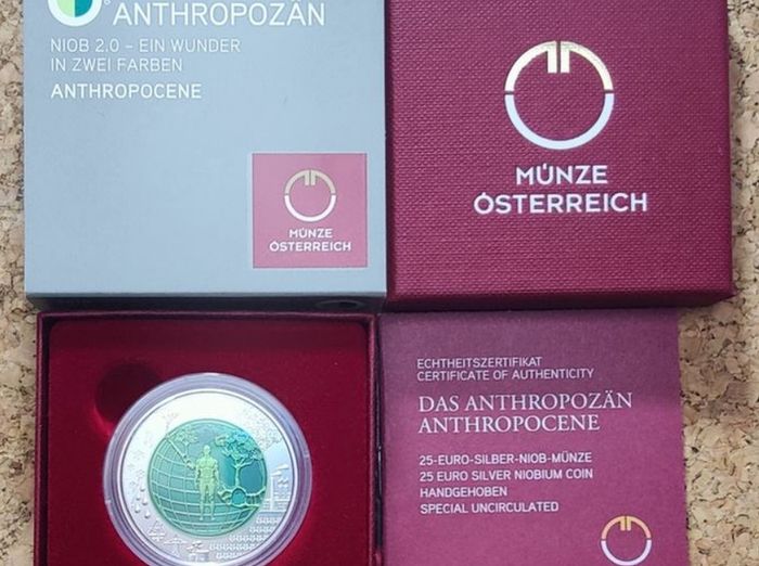 Austria 25 Euro Silver/Niobium (.900) Proof Coin 2018 - Anthropocene - Silver Niobium Series