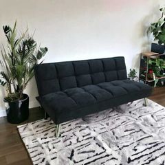 Black Velvet 3Seater Sofa Bed - Free Delivery