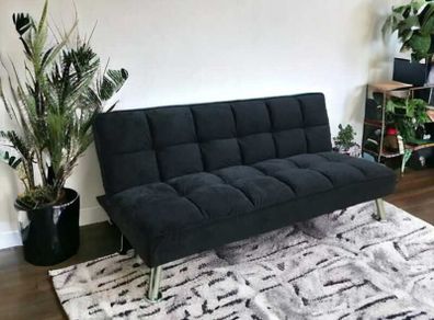 Black velvet Folding 3 Seater Sofa 180cm