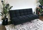 Black Modern Folding 3 Seater Fabric Sofa Bed