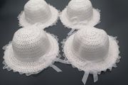 Girls White Sun Hats With Ribbon