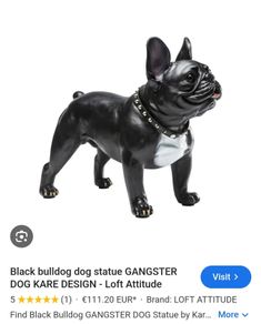 Caseys - Kare Design Black bulldog statue GANGSTER DOG