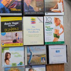Collection of health, fitness and self-help CDs and DVDs