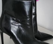 ZARA Black Pointed Ankle Boots with jeweled heel Sz 39 (FIT 6-6.5 UK) - Rrp 69.99