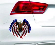 Car Decal Flying Hawk Auto Truck Hood Side Eagle USA Flag Sticker