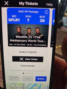 4 Westlife Gold Circle Tickets