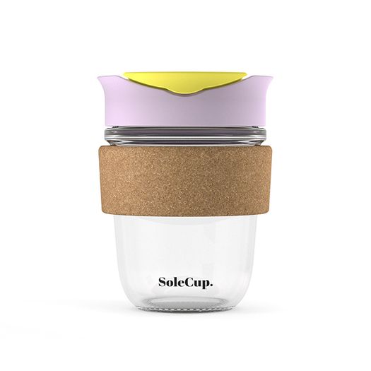 SoleCup Reusable Glass Travel Mug with Cork Band and Lid - Ice Cream
