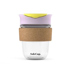 SoleCup Reusable Glass Travel Mug with Cork Band and Lid - Ice Cream