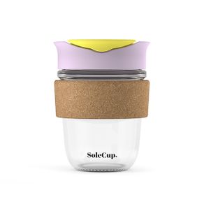 SoleCup Reusable Glass Travel Mug with Cork Band and Lid - Ice Cream