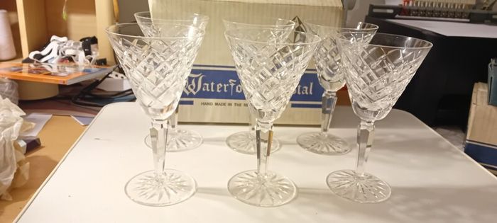Six Waterford Crystal Wine Glasses
