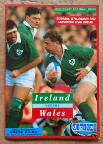 Very Rare 1992 Ireland v Wales - Five Nations Championship Programme