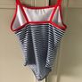 Girls navy & white striped swimsuit with red trim brand new with tags Image 2