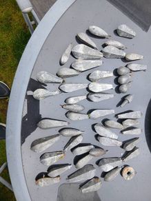 Lead weights for deep sea fishing.