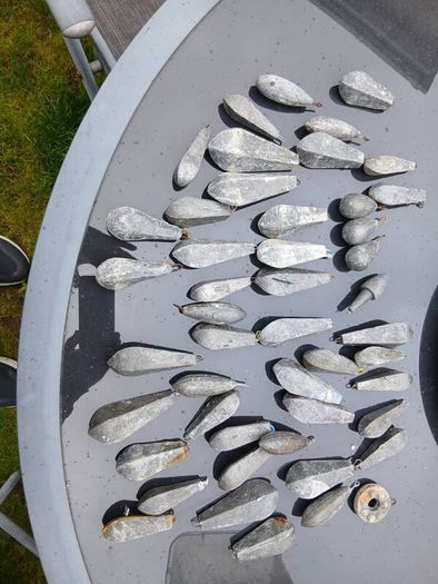 Lead weights for deep sea fishing.