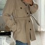 Belted shacket beige jacket Image 5