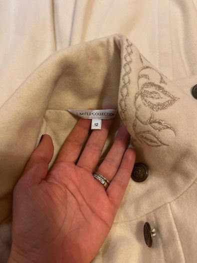 Cream full length military style Coat